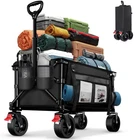 BELEEV Folding Festival Trolley Wagon, Collapsible Camping Cart Black