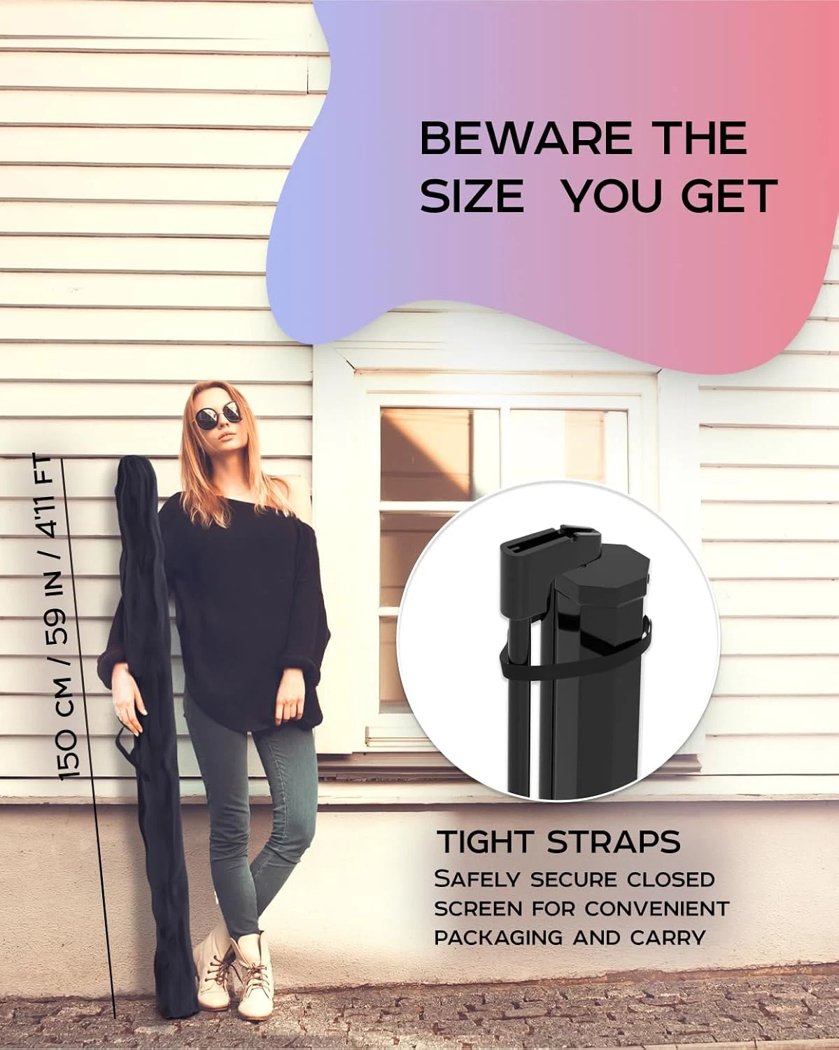 60-Inch Projector Screen with Stand – Indoor & Outdoor Portable Projection Screen - Image 5