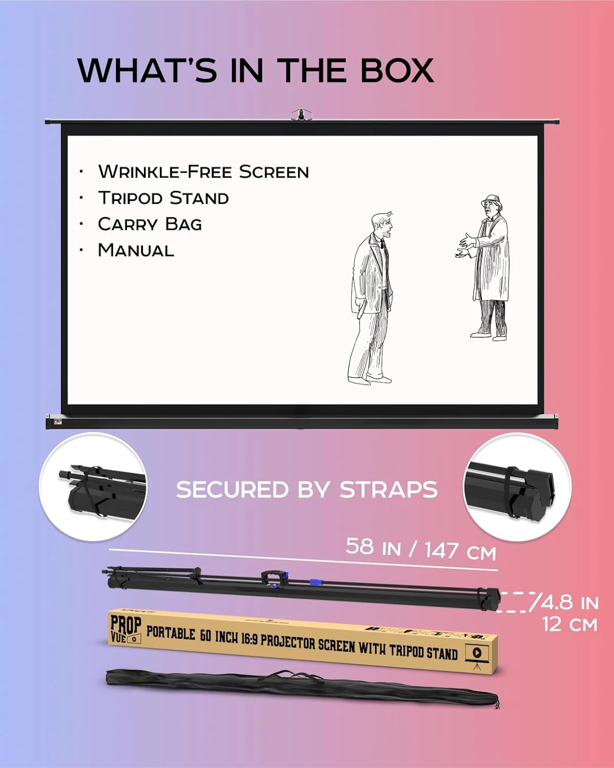 60-Inch Projector Screen with Stand – Indoor & Outdoor Portable Projection Screen - Image 6