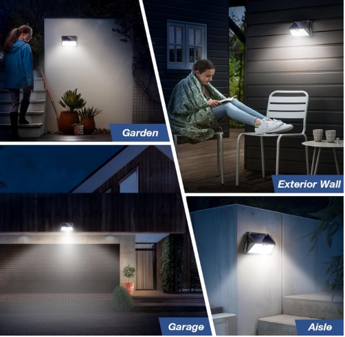 LED Solar Outdoor Lights, Waterproof Security Motion Sensor Wall Lights for Yard, Garden, Deck, Patio, night light