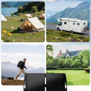 ECO-WORTHY 100W 12V Foldable Solar Panel Folding Monocrystalline with Adjustable Brackets for 12V Battery Charging Campervan, Caravan, Motorhome, Boat, Power Station