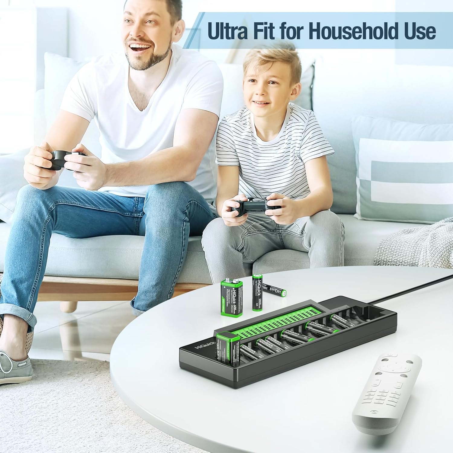 HiQuick 16+2 Bay AA AAA 9V Battery Charger, Fast Charging for NiMH NiCD Rechargeable Batteries, 2 Separate Charging Slot for 9V Battery with Smart LCD Display - Image 9