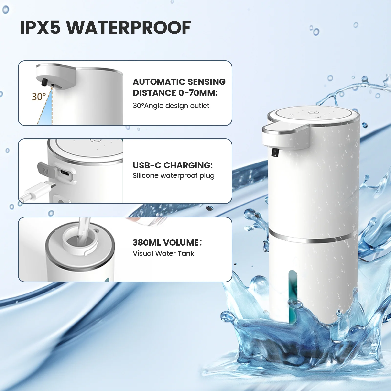 Automatic soap Dispenser touchless Kitchen Dish Automatic Liquid Soap Dispenser 4 Adjustable Soap Dispensing Levels Wall Mount for Kitchen and Bathroom, Liquid Hand Soap Dispenser - Image 8