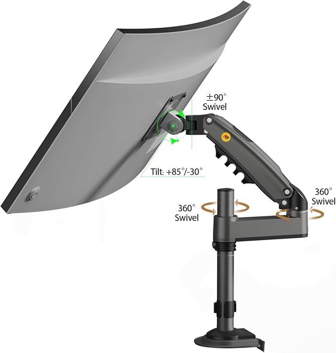 NB North Bayou Monitor Desk Mount Long Arm for Monitors Within 4.4 to 19.8lbs Ultra Wide Full Motion Swivel Height Adjustable Monitor Stand H100 - Image 8