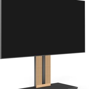 FITUEYES Design Wood TV Stand Swivel Mount with Hidden Back Storage for 55-88 inch TV Screens, Scandinavian Style Tall Floor TV Stand for Home Decor with Reinforced Base, Zen Series, Black