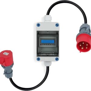 Mobile current meter with CEE plug and coupling, 3 × 230 V/400 V 32 A and coupling, intermediate gauge for caravans, electric vehicles, camping or under Brand: Lomhyve