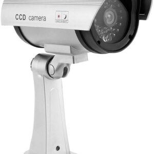 Dummy CCTV Cameras with Lens & Red Flashing LED, Deceptively Real, 360° Adjustable Wall/Ceiling Mount, for Indoor & Outdoor Use, Battery Operated