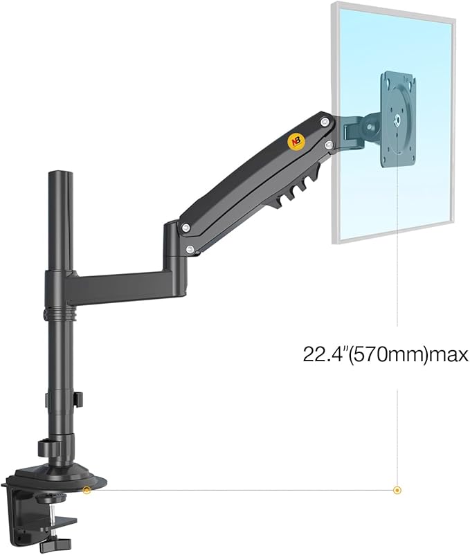 NB North Bayou Monitor Desk Mount Long Arm for Monitors Within 4.4 to 19.8lbs Ultra Wide Full Motion Swivel Height Adjustable Monitor Stand H100 - Image 4