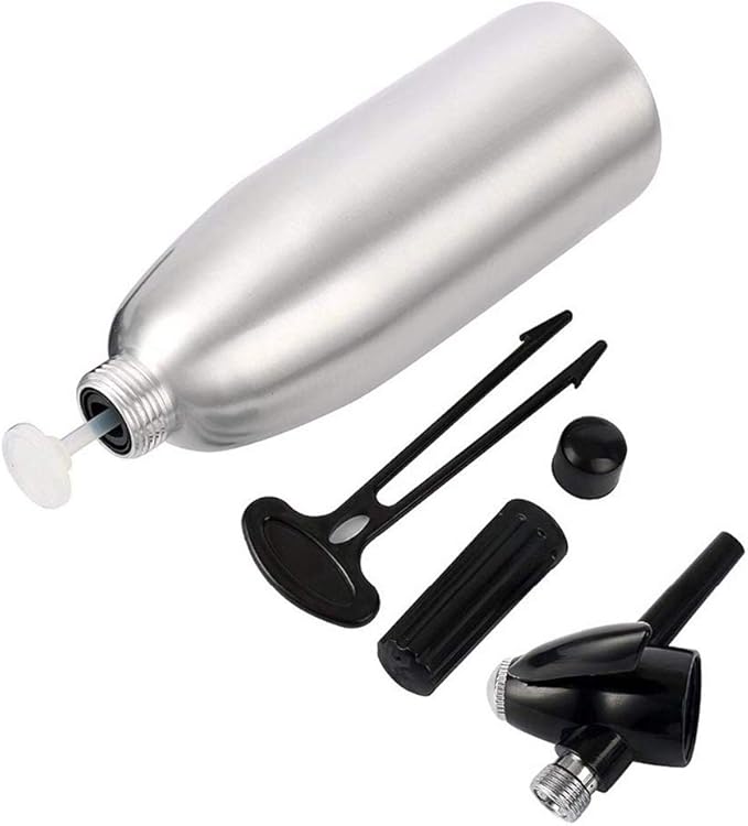 Aluminium Soda Siphon Maker Machine 1L Silver Sparkling Water Maker for Juice Drinks Cocktail Use with Standard CO2 Charger - Image 7