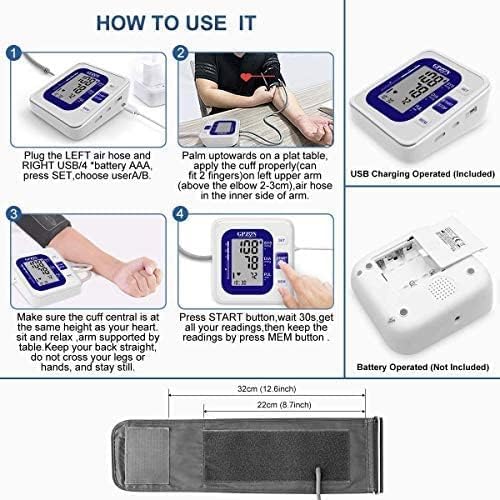 Blood Pressure Monitor CE Approved UK, GPZON Accurate Digital BP Monitor with Large Cuff for Home Use, Irregular Heartbeat Diagnosis, Pulse Rate Meter,Cuff 22-40cm, 2X120 Memory (Blue) - Image 5