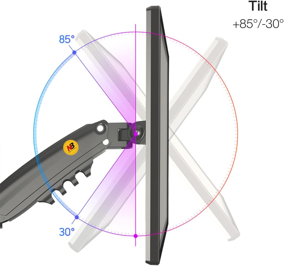 NB North Bayou Monitor Desk Mount Long Arm for Monitors Within 4.4 to 19.8lbs Ultra Wide Full Motion Swivel Height Adjustable Monitor Stand H100 - Image 7