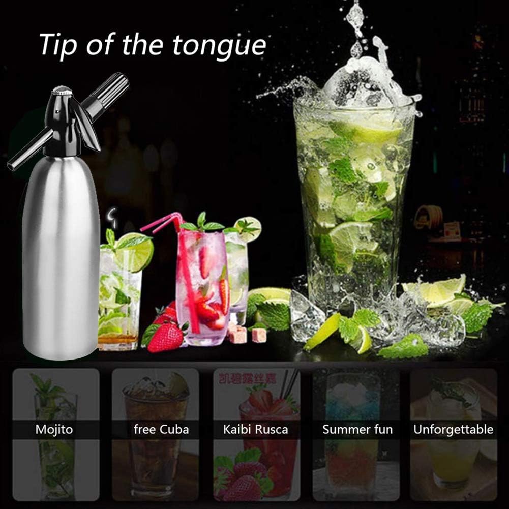 Aluminium Soda Siphon Maker Machine 1L Silver Sparkling Water Maker for Juice Drinks Cocktail Use with Standard CO2 Charger - Image 9