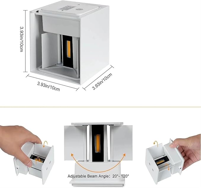 2 Piece Outdoor LED Wall Light, Adjustable Angle Outdoor Wall Light, White, Neutral Light 4000K, for Bedroom, Hallway, Garden - Image 7