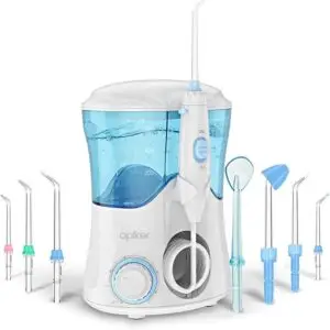 Apiker Dental Water Flosser for Teeth and Braces with 8 Multifunctional Tips, 600ml Capacity Electric Oral Irrigator with 10 Water Pressure Settings for Family
