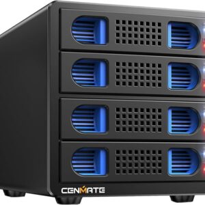 Aluminum 4 Bay 10Gbps Hard Drive Enclosure with Cooling Fan for 2.5“/3.5" SATA HDD/SSD with USB A/C 3.2 Gen 2, Support Hot Swappable, Tool-Free HDD Enclosure, DAS(NO RAID/NAS)