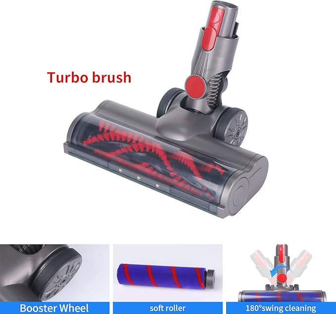 Brush Compatible with Dyson V7 V8 V10 V11 V15 Vacuum Cleaner, Soft Scooter Attachment and Turbo Brush, Floor Brush and LED Lights for Hard Floors - Image 8