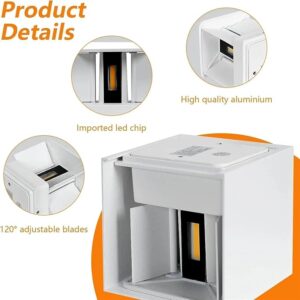 2 Piece Outdoor LED Wall Light, Adjustable Angle Outdoor Wall Light, White, Neutral Light 4000K, for Bedroom, Hallway, Garden