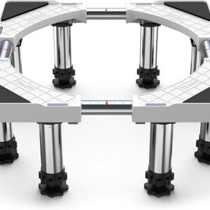 DEWEL Adjustable Washing Machine Base with 8 Stands, Multifunction Movable Wash Machine Stand Base for Refrigerator Dryer and Freezer, Load Capacity 450kg (L/W 43-57cm, H 18-20cm)