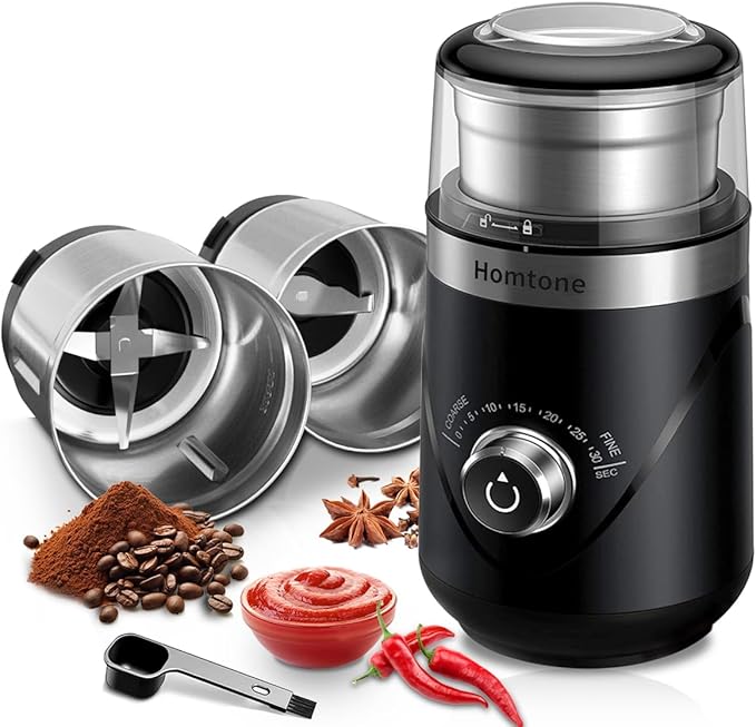 Homtone CG638B Coffee Grinder, Stainless Steel