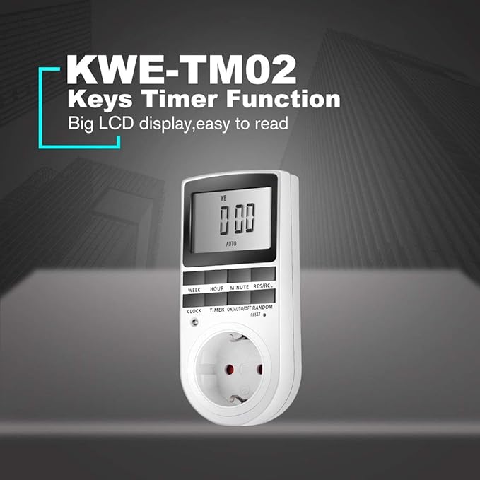 KWE-TM02 Electronic Digital Timer Plug Kitchen Timer Socket 230V 50Hz 7 Day 12/24 Hours - Image 4