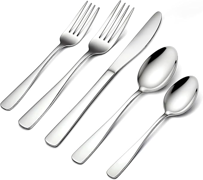 BEWOS Silverware Set - Stainless Steel Silverware Sets for 4 Include Spoon, Forks, Knives, Mirror Polished Flatware Set for Home, Kitchen, Restaurant, Dishwasher Safe