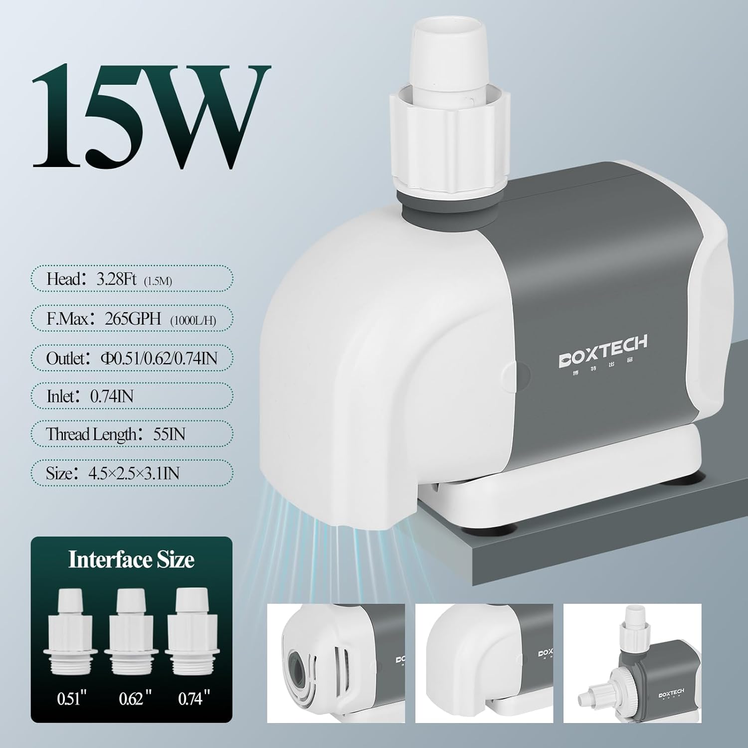 Boxtech Submersible Water Pump 15W - 265 GPH - 3.28 Ft High Lift Instruction Manual - Image 6