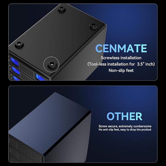 Aluminum 4 Bay 10Gbps Hard Drive Enclosure with Cooling Fan for 2.5“/3.5" SATA HDD/SSD with USB A/C 3.2 Gen 2, Support Hot Swappable, Tool-Free HDD Enclosure, DAS(NO RAID/NAS) - Image 4