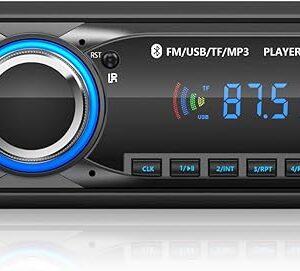 Car Radio Bluetooth 5.0 Hands-free, Wistrue Autoradio Car Bluetooth Screen 1 DIN Radio Bluetooth Car MP3 Player FM Radio with 2USBAUX/Remote Control, Compatible with Android and iOS