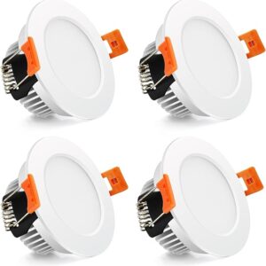 2 Inch LED Recessed Lighting, 3W Dimmable Downlight, 5000K Daylight White Retrofit Light Fixtures, Modern Round LED Ceiling Light with LED Driver, 35W Halogen Equivalent (4 Pack)