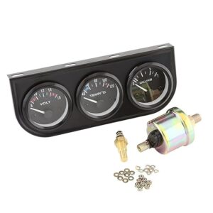 Triple Gauge Kit Oil/Volt/Water Gauge, 52mm Triple Gauges 3 in 1 Voltmeter+Water Temp Gauge+Oil Pressure Meter w/Sensor for Car Truck