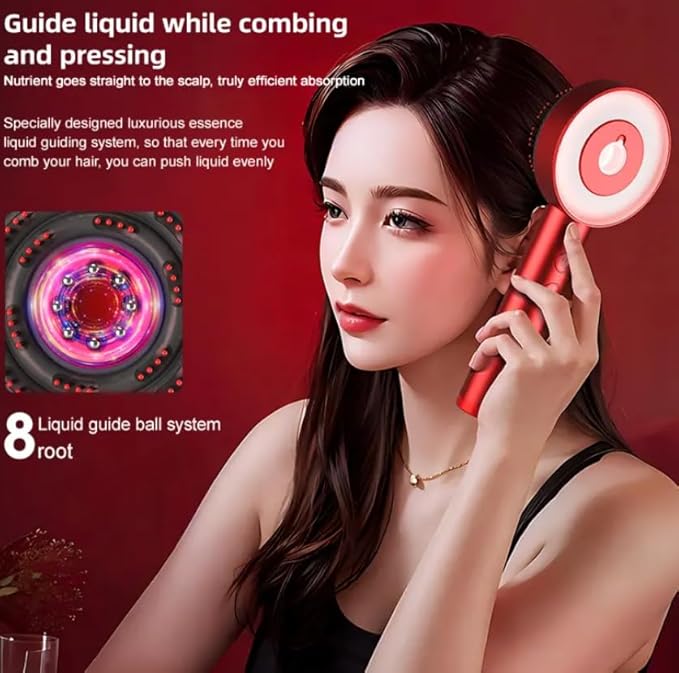 Multi Functional Massage Comb XYT-0806, Handheld Hair Scalp Massager, Black and Red - Image 4