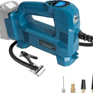 Waitley Cordless Tyre Inflator Air Compressor for Makita 18V Battery, 150 PSI Portable Tyre Pump with Digital Pressure Gauge, LED Light for Cars, Motorcycles, Bicycles and Sports Balls (Tool Only)