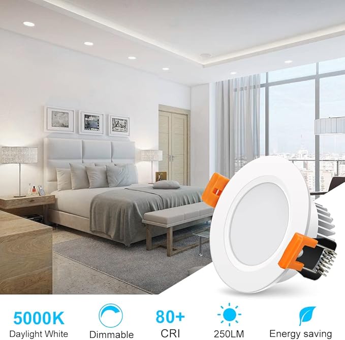2 Inch LED Recessed Lighting, 3W Dimmable Downlight, 5000K Daylight White Retrofit Light Fixtures, Modern Round LED Ceiling Light with LED Driver, 35W Halogen Equivalent (4 Pack) - Image 7