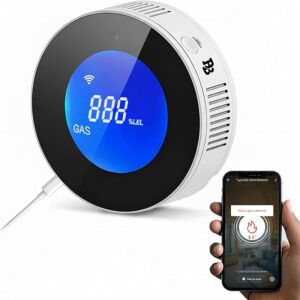 Natural Gas Detector WiFi,Propane Natural Gas Leak Detector for Home Kitchen, Combustible & Explosive Gas Alarm for LPG,Sensor with 85dB Alarm, LCD Display, App Notifications, EN 50194 Certified