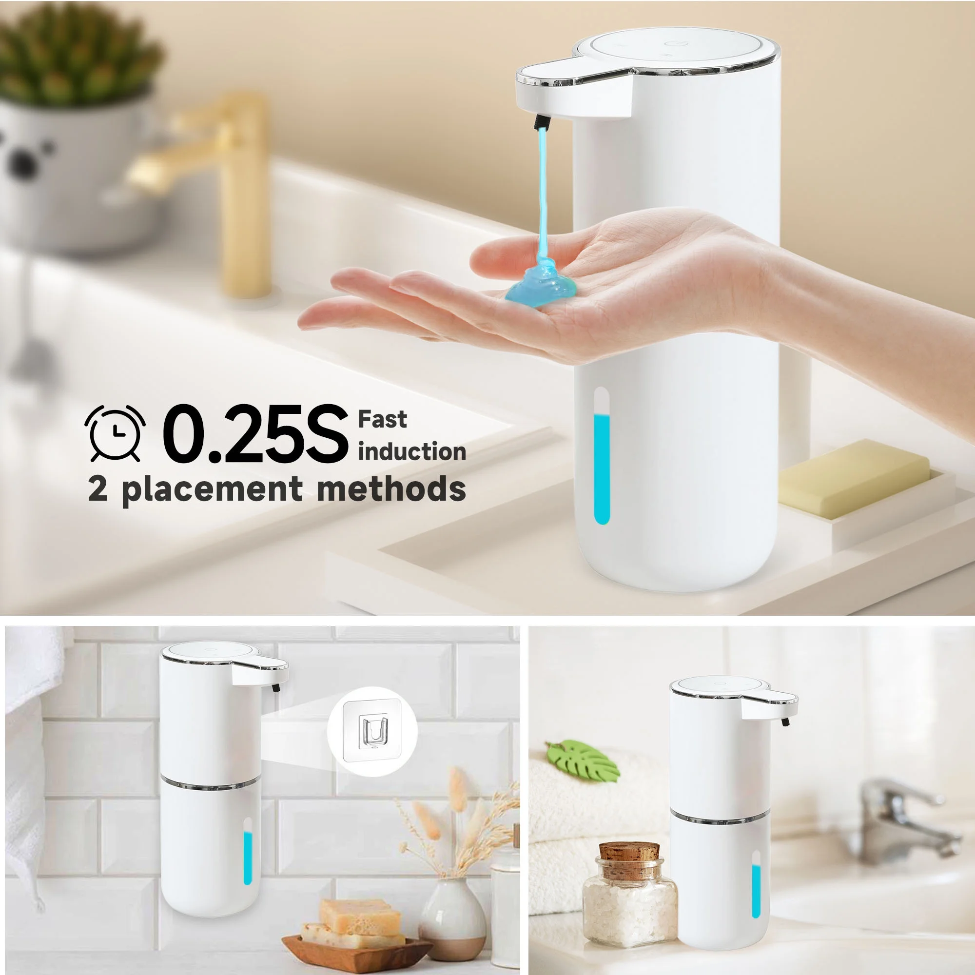 Automatic soap Dispenser touchless Kitchen Dish Automatic Liquid Soap Dispenser 4 Adjustable Soap Dispensing Levels Wall Mount for Kitchen and Bathroom, Liquid Hand Soap Dispenser - Image 6