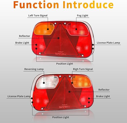 2 Pcs 12V Universal Rear Light Trailer 13-pin Set with 30 cm Cable Pre-wired 13-pin Plug, 5-pin Bayonet Left-right Trailer Lighting Rear Light - Image 6