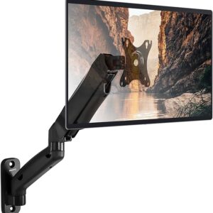 Mount-It! Monitor Wall Mount Arm, Full-Motion Gas Spring, Fits 13–32″ Screens up to 14.3 lbs, VESA 75x75 & 100x100, Tilt Swivel Rotate, Single-Stud Wall Mounted Computer Monitor Arm, RV Compatible