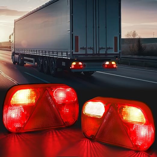 2 Pcs 12V Universal Rear Light Trailer 13-pin Set with 30 cm Cable Pre-wired 13-pin Plug, 5-pin Bayonet Left-right Trailer Lighting Rear Light - Image 2