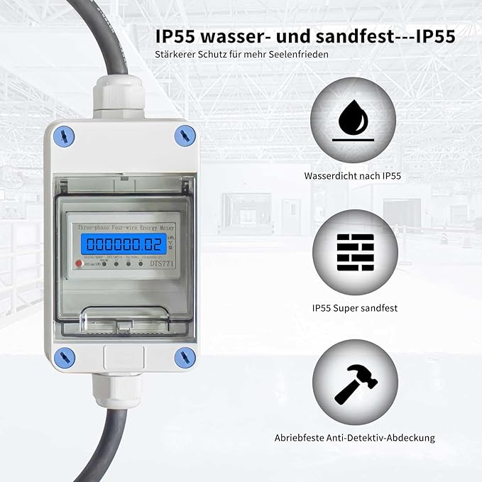 Mobile current meter with CEE plug and coupling, 3 × 230 V/400 V 32 A and coupling, intermediate gauge for caravans, electric vehicles, camping or under Brand: Lomhyve - Image 6