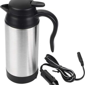 Akozon 750ML Stainless Steel Car Electric Kettle Coffee Tea Replacement for Thermos Water Heating Cup 12V