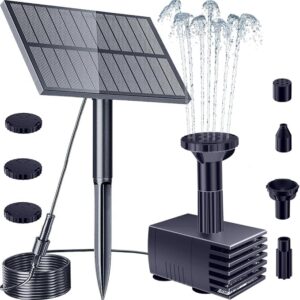 Biling Solar Water Pump Outdoor, Upgraded Solar Fountain Pump Kit with Stake, Solar Powered Water Pump for Bird Bath, Garden, Backyard, Pool, Fish Tank