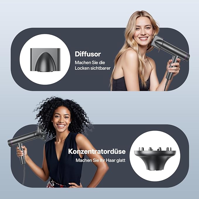 CONFU Professional Ionic Hair Dryer 1700W Lightweight Foldable Low Noise Magnetic Diffuser Styling Nozzle Extra Long Cable for Home, Salon and Travel - Image 6