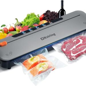 Vacuum Sealer Machine, Vacuum Sealer for Dry and Moist Food Preservation, Food Vacuum Sealer Machine with 15 Vacuum Sealer Bags and Built-in Cutter