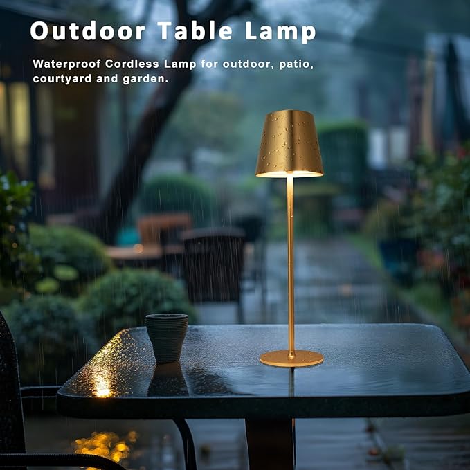 Wireless Table Lamp, Dimmable Table Lamp, Battery LED with 3 Colour Temperatures, Continuously Dimmable, Touch Lamp with USB-C Rechargeable for Outdoor Bedside Table, Dining Table, Camping - Image 4