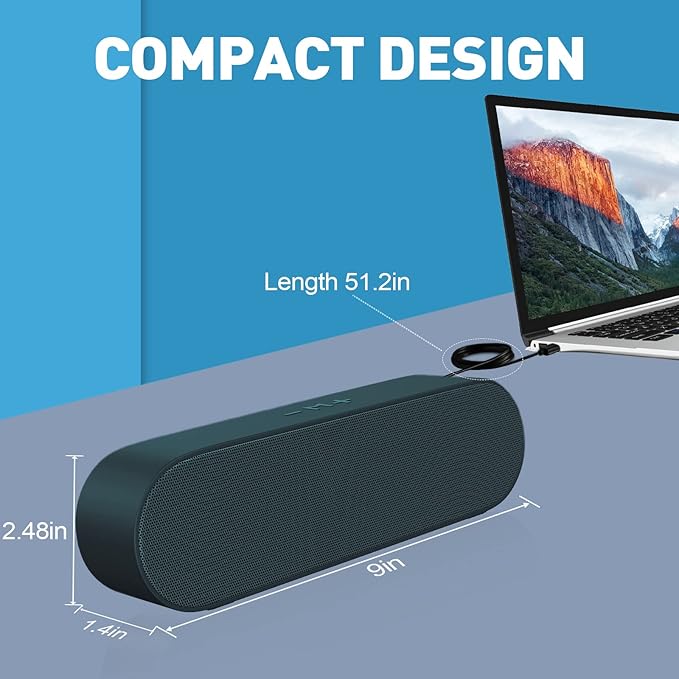 EL014 portable USB computer speaker Portable PC Speaker for Desktop, Laptop,Notebook, Wired Mini Soundbar Speakers with Loud Volume, Volume Control and Mute Button, Plug and Play - Image 5