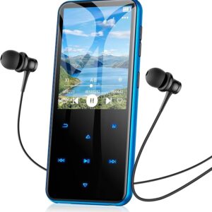 AGPTEK 64GB MP3 Player with Bluetooth, M3 2.4 inch Music Player with Speaker and FM Radio, Touch Buttons, Supports Up to 128GB(Blue)