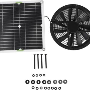 Solar Panel Fan Ventilation Fan Kit 10 Inch, Solar Powered Exhaust Fan Portable Ventilator Fan with Protective Mesh, 12V 100W Mini Ventilator Fan for Chicken Coops Greenhouse Shed