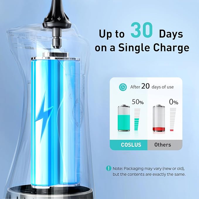 COSLUS Water Teeth Flosser Picks: 4 Modes Cordless Irrigator 300ML Portable Elec - Image 8