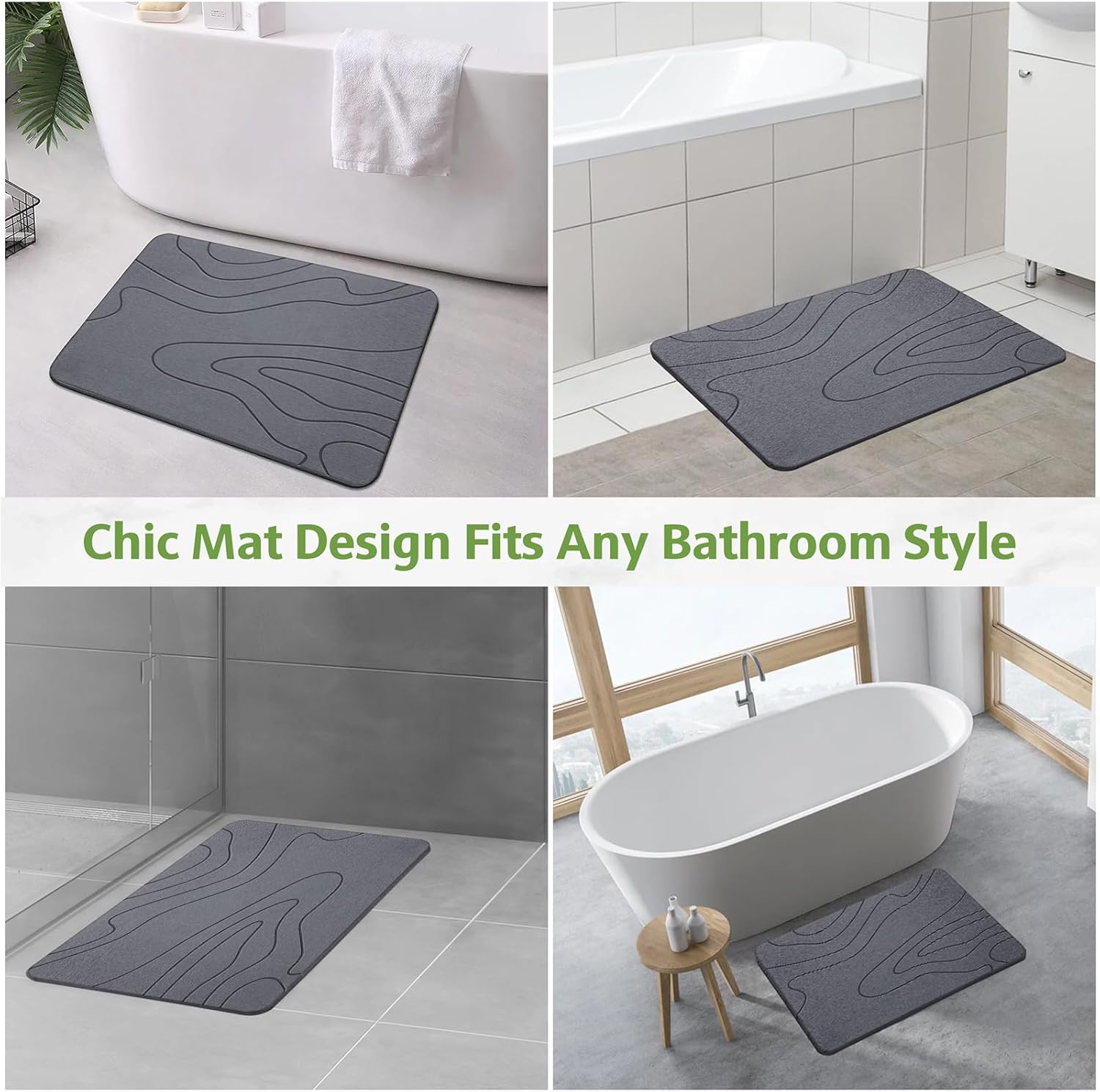 Stone Bath Mat – Non-Slip Diatomaceous Earth Shower Mat, Super Absorbent & Quick-Drying Bathroom Floor Mat, Easy-to-Clean Diatomite Bath Stone for Safer, Dryer Steps (23.6" x 15.4", Gray) - Image 7