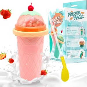 Slushie Cup, Smoothie Cups with Lids & Straws, Slushy Cup for Juices, Milk and Ice Cream Make, Portable Frozen Magic Slushie Cup Maker for Kids, Friends and Family
